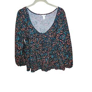 Ava & Viv Women's Plus Size Long Sleeve Tie-Front Babydoll Blouse (X) 14W (392)